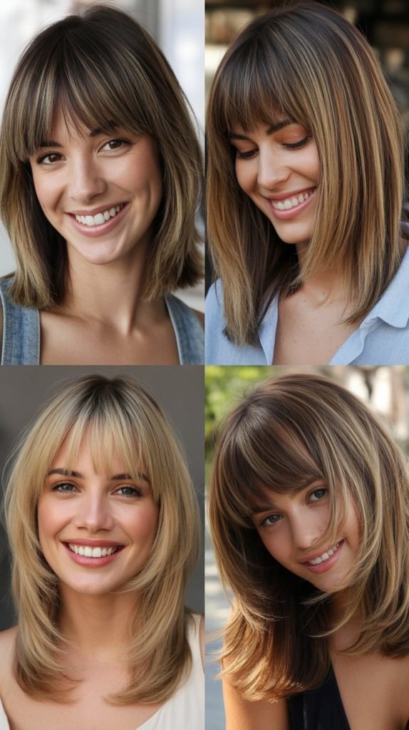 Straight-Across Bangs with Dimensional Layers