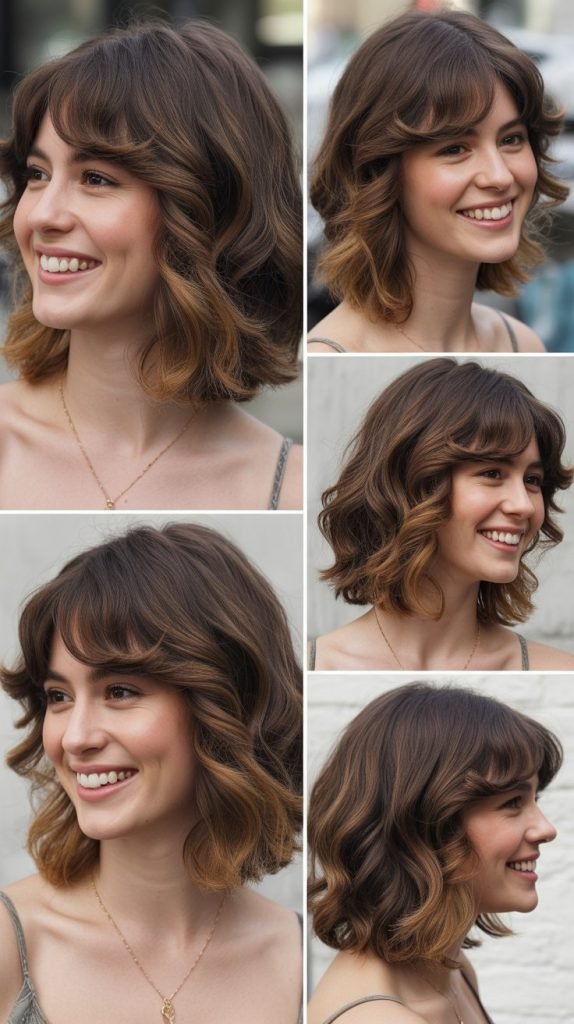  Wavy Lob with Peek-a-Boo Bangs