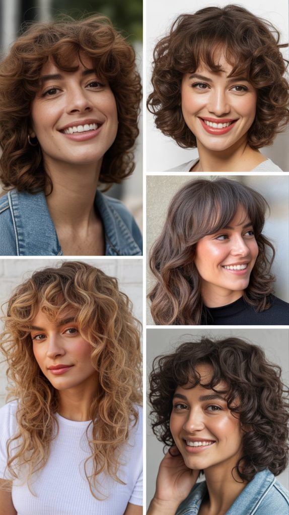 Curly Hair With Curtain Bangs