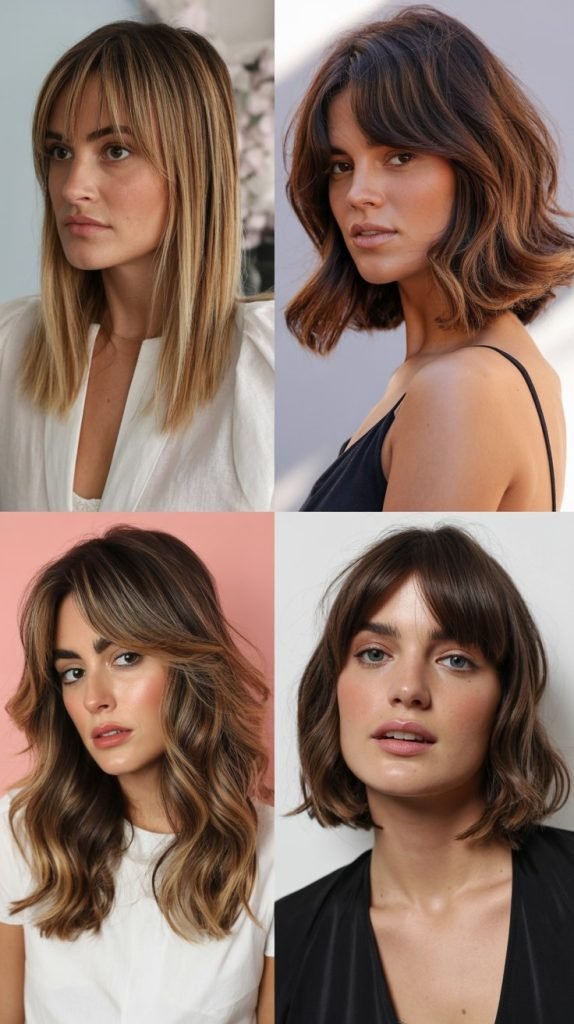 11. Medium-Length Lob With Curtain Bangs
