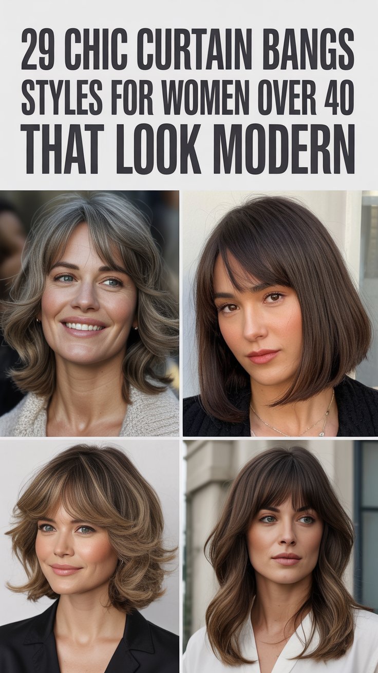 29 Chic Curtain Bangs Styles for Women Over 40 That Look Modern