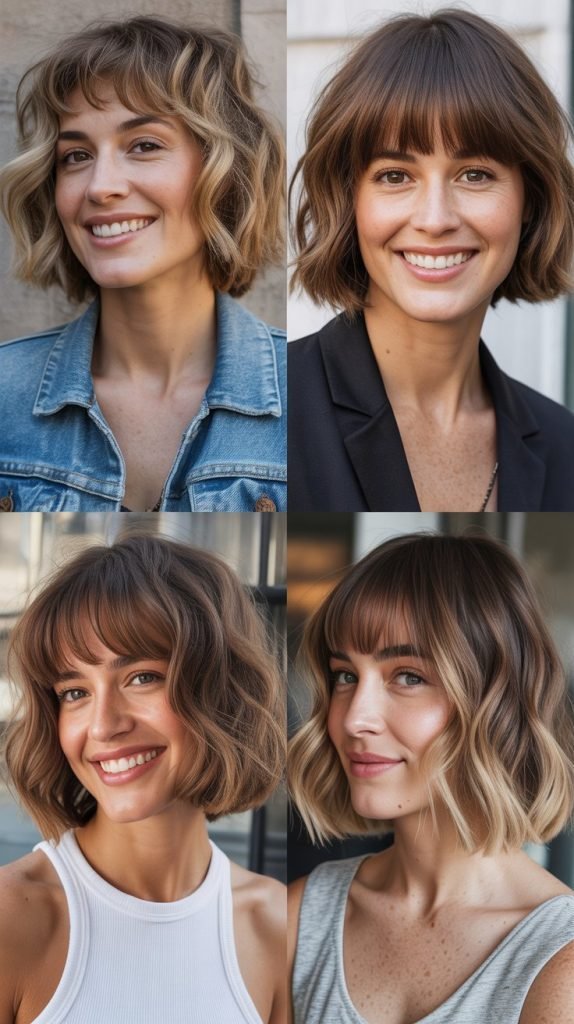 Wavy Bob With Feathered Bangs