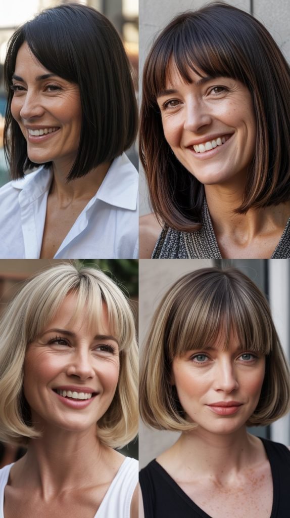 Blunt Lob with Center-Parted Bangs