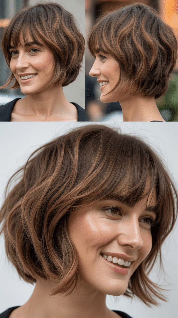 Choppy Bob With Side Part And Piecey Long Bangs