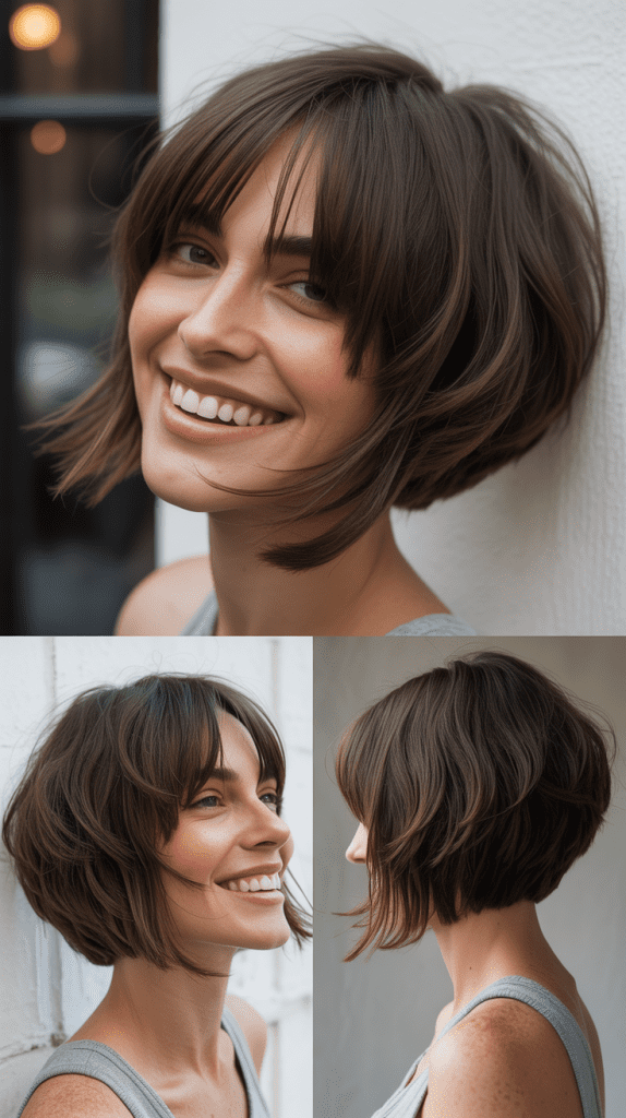 Edgy Layered Bob With Split Bangs