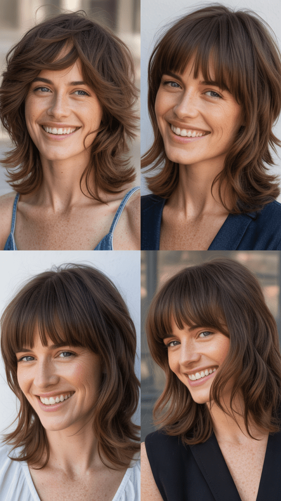 Shaggy Layers With Blunt Bangs