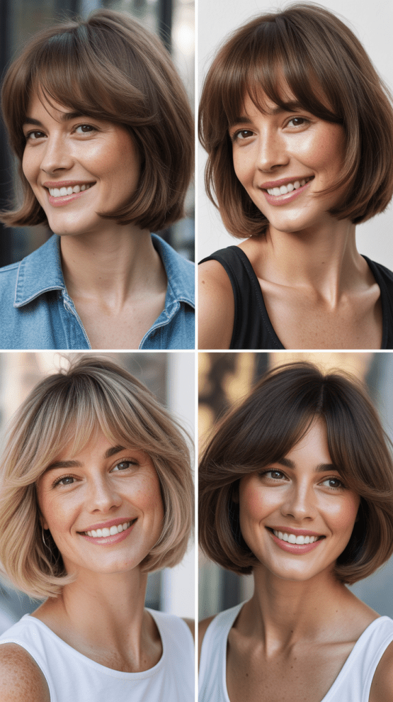 Soft Layered Bob With Rounded Bangs