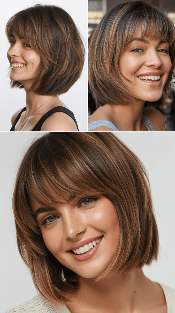 Layered Bob With Long Razor-Cut Bangs