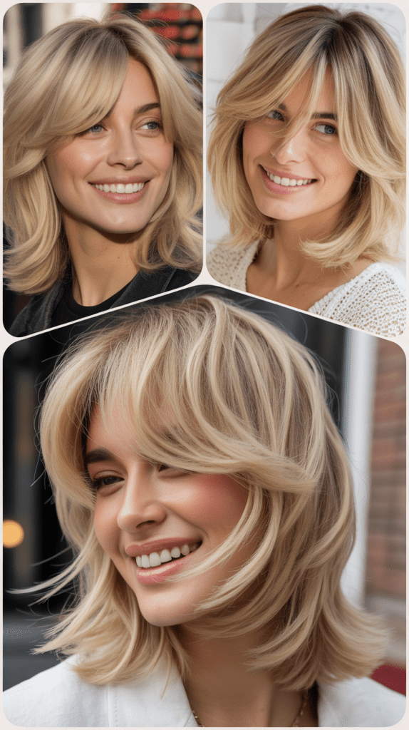 Shaggy Layers with Curtain Bangs