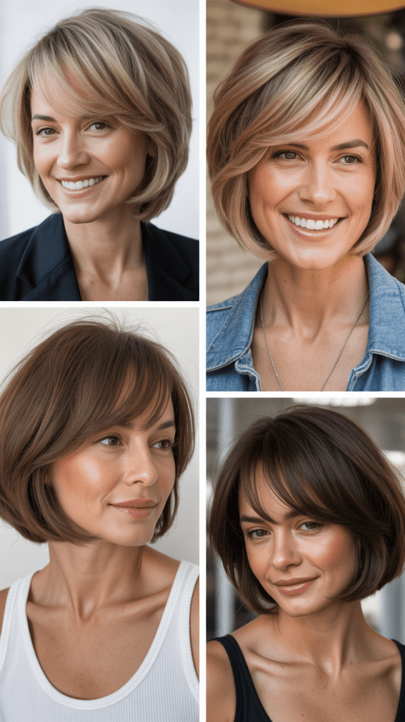 Layered Bob With Long Swooping Bangs
