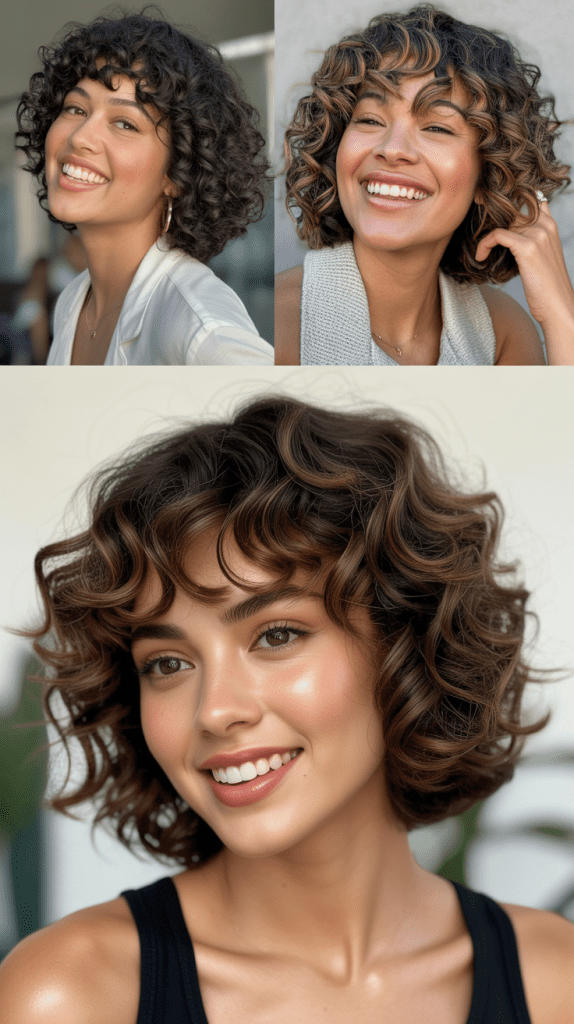Curly Bob With Long Curly Bangs