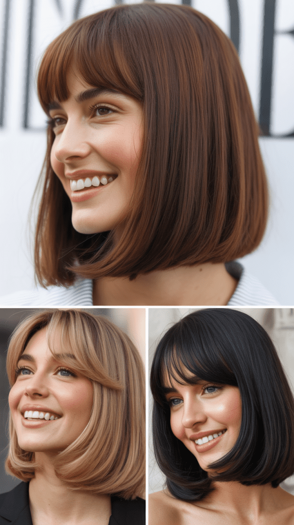 Classic Sleek Side-Part Bob With Curtain Bangs
