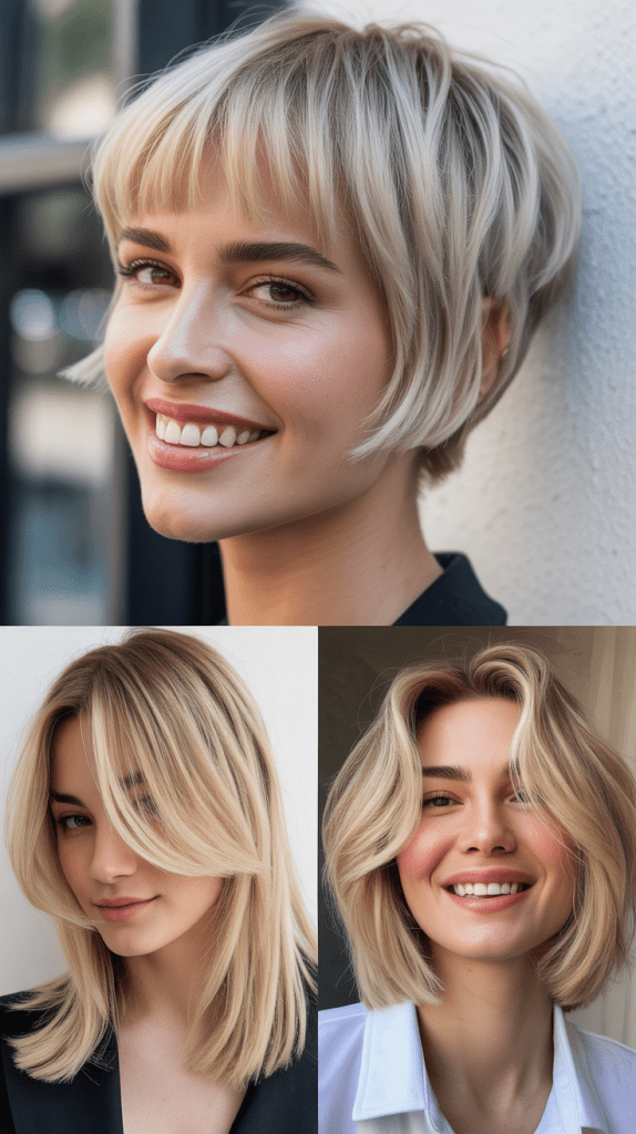 Micro Bangs with Pearl Blonde Pixie Lob