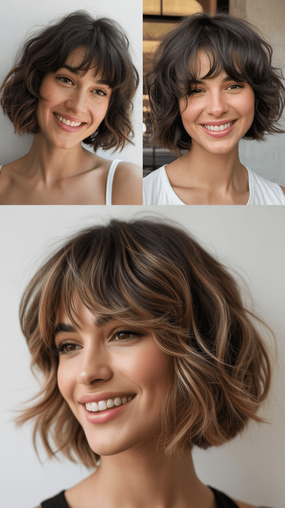 Messy Bob With Long Tousled Bangs