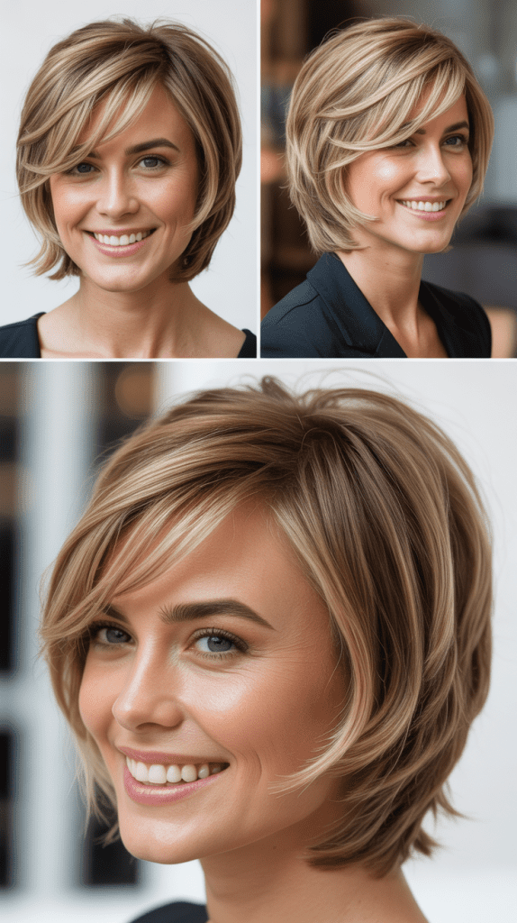 Layered Bob With Feathered Side-Part Bangs