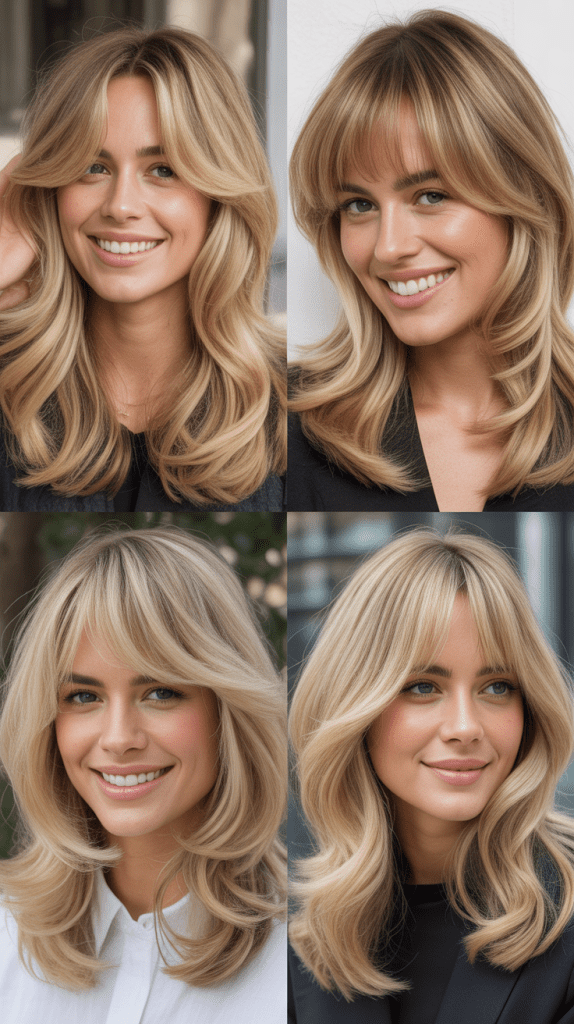 Layered Waves with Bardot Bangs