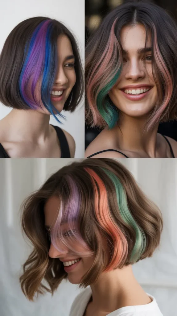Chin-Length Bob with Hidden Rainbow