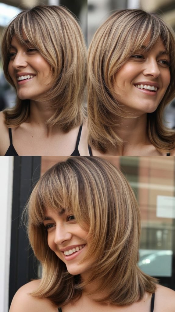 Straight Medium Layers with Choppy Bangs