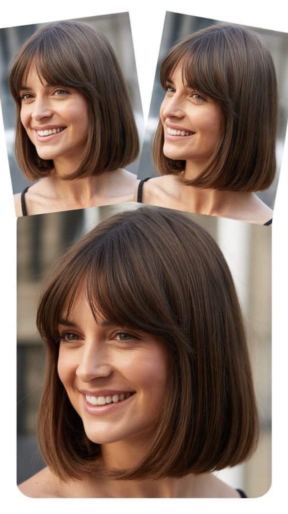 Medium Blunt Cut with Curtain Bangs