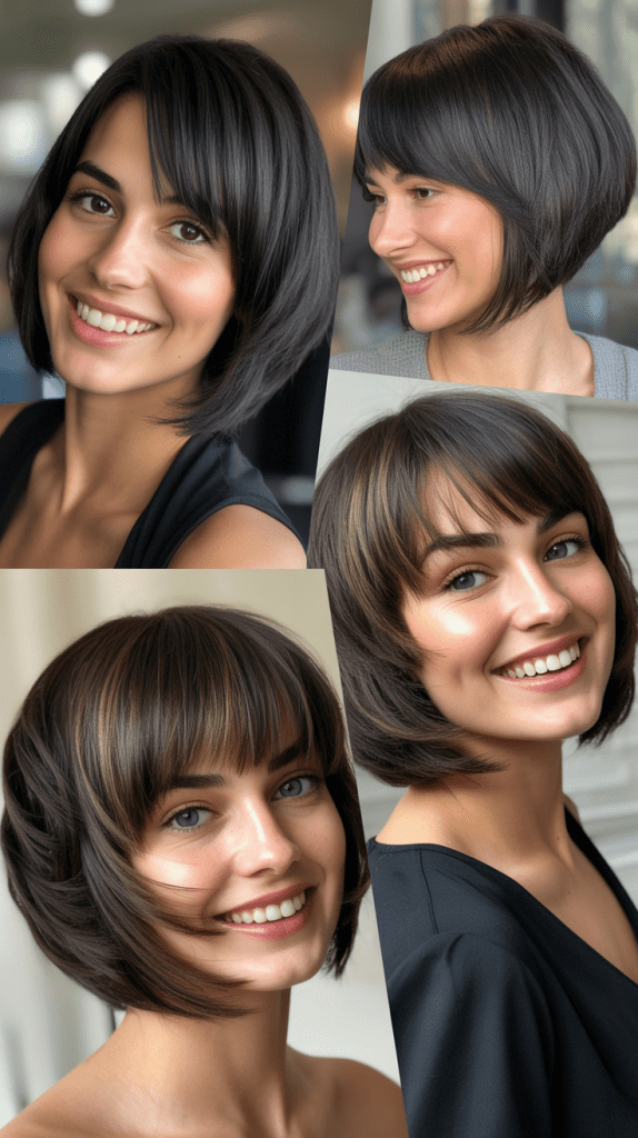 Stacked Bob With Long Asymmetrical Bangs