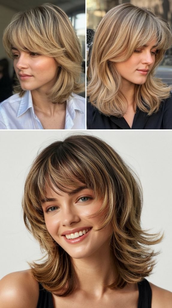  Feathered Bangs with Graduated Layers