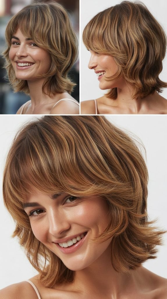 Medium Layers with Piecey Bangs