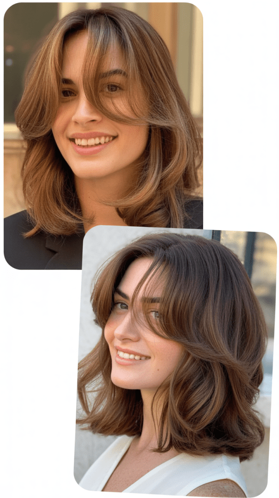 Shoulder-Length Cut With Swoopy Curtain Bangs