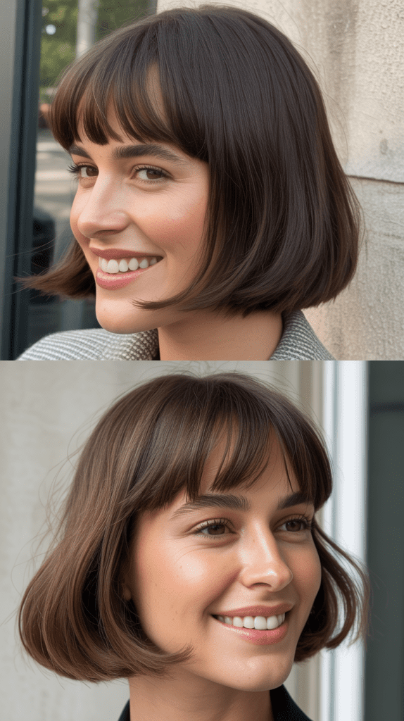 Bob With Baby Bangs And Long Side Pieces