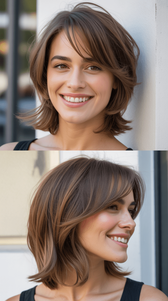 Layered Lob With Side-Angled Bangs