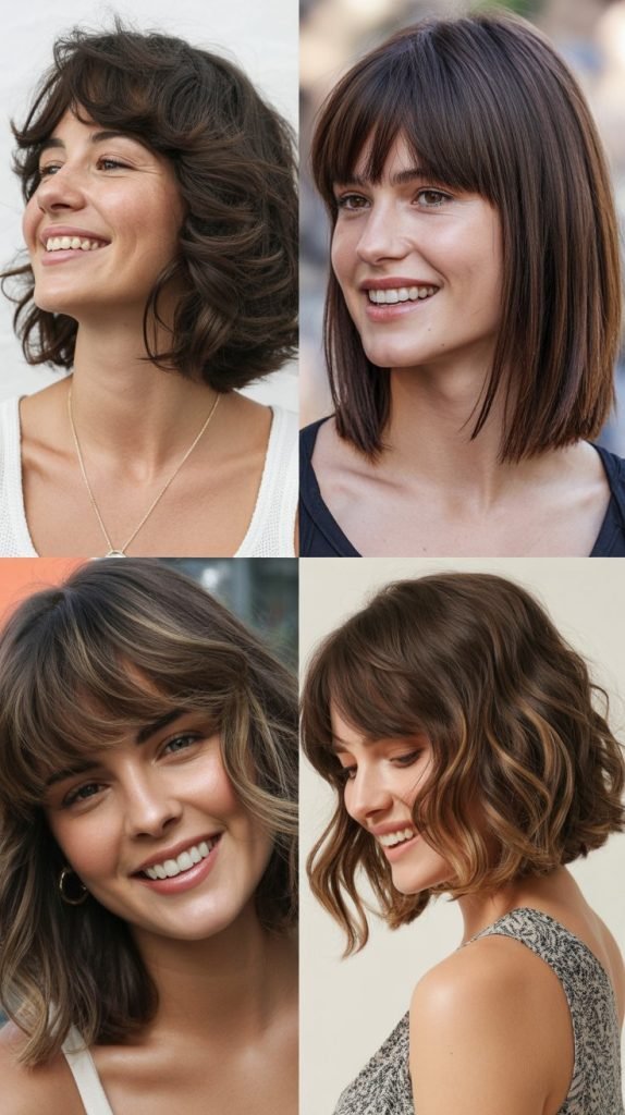  Textured Long Bob With Choppy Bangs