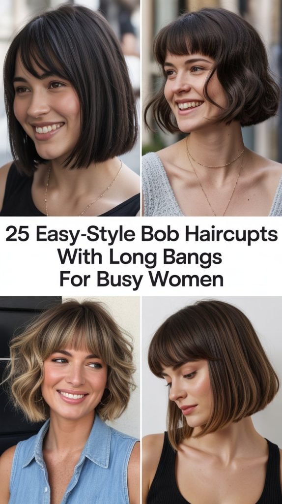 25 Easy-Style Bob Haircuts With Long Bangs for Busy Women
