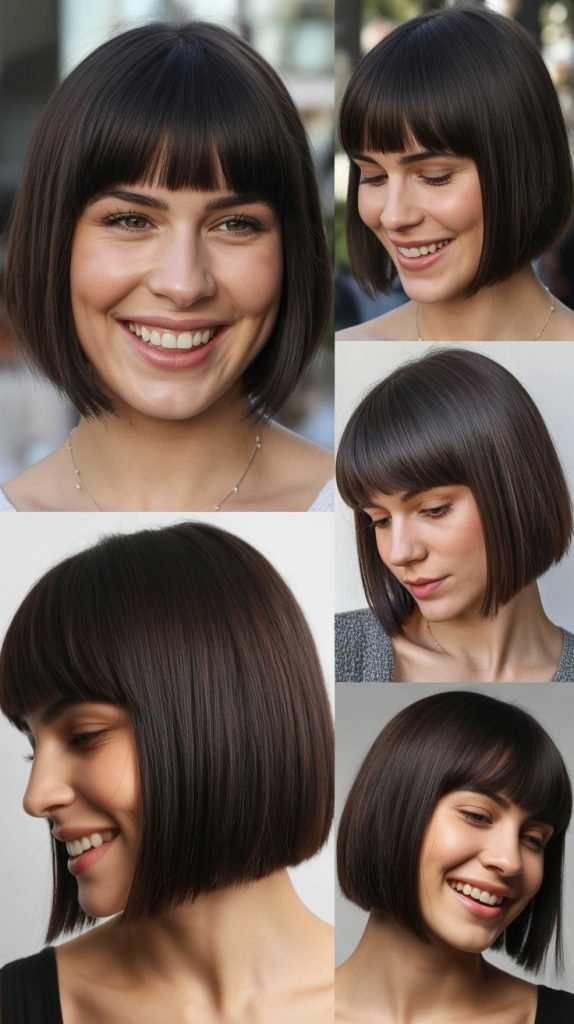 Glass Hair Bob With Straight-Across Bangs