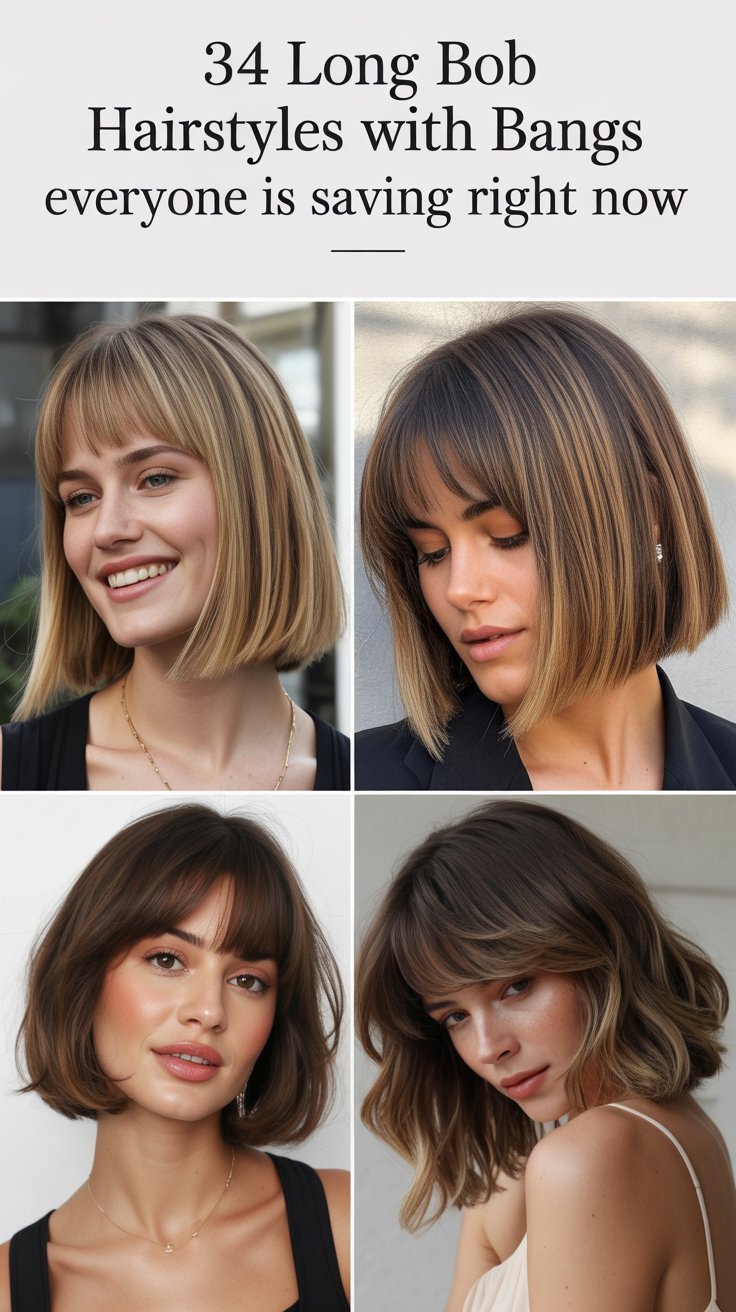 34 Long Bob Hairstyles With Bangs Everyone Is Saving Right Now