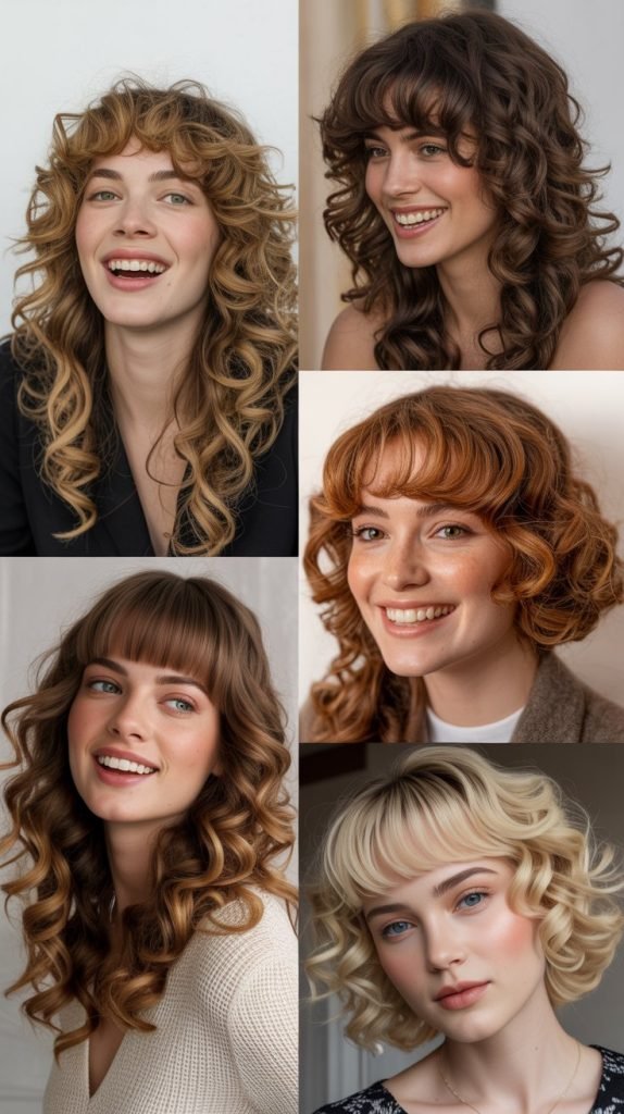 Bouncy Curls with Full Bangs
