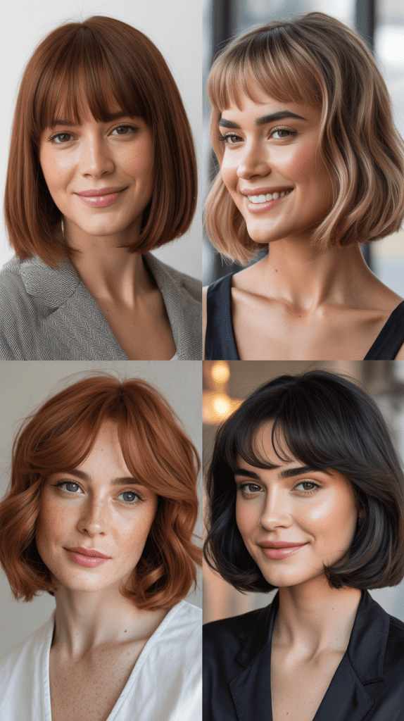 Chin-Length Bob With Long Curtain Bangs