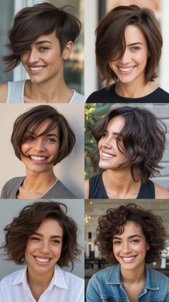  Layered Hair with Side-Swept Bangs