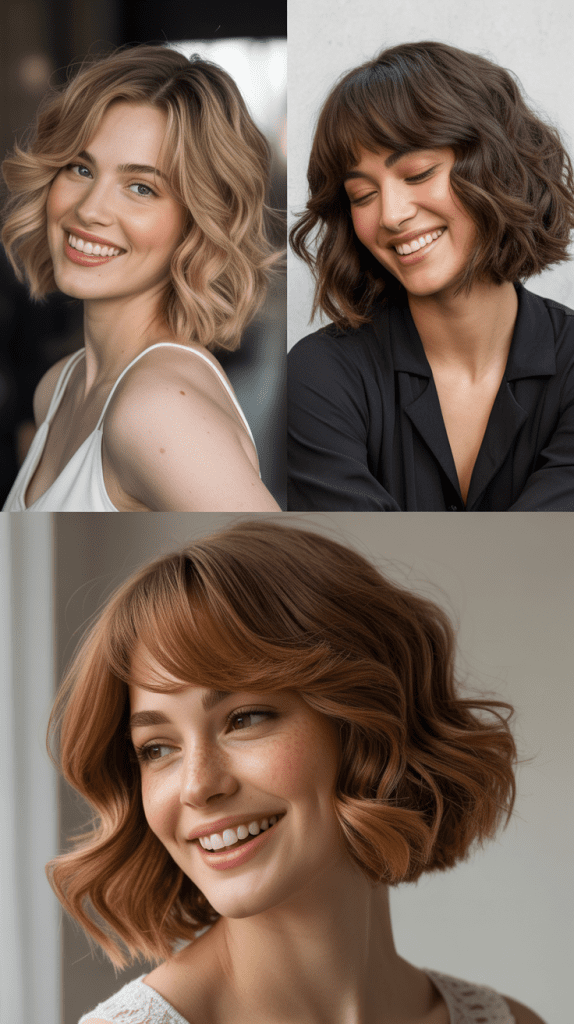 Wavy Bob With Long Side Bangs