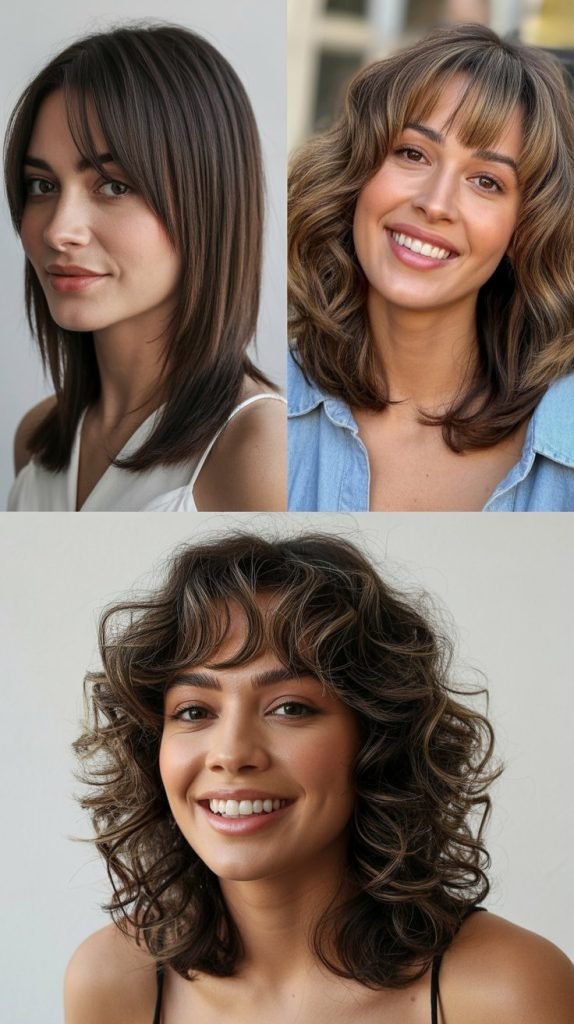 Medium Layers with Curtain Bangs for All Hair Types