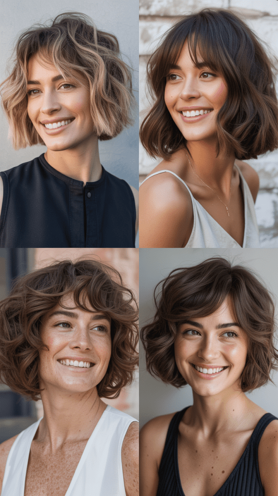 Wavy Bob With Long Razored Bangs