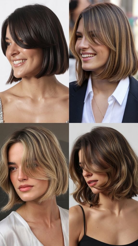 Long Bob With Side-Swept Curtain Bangs