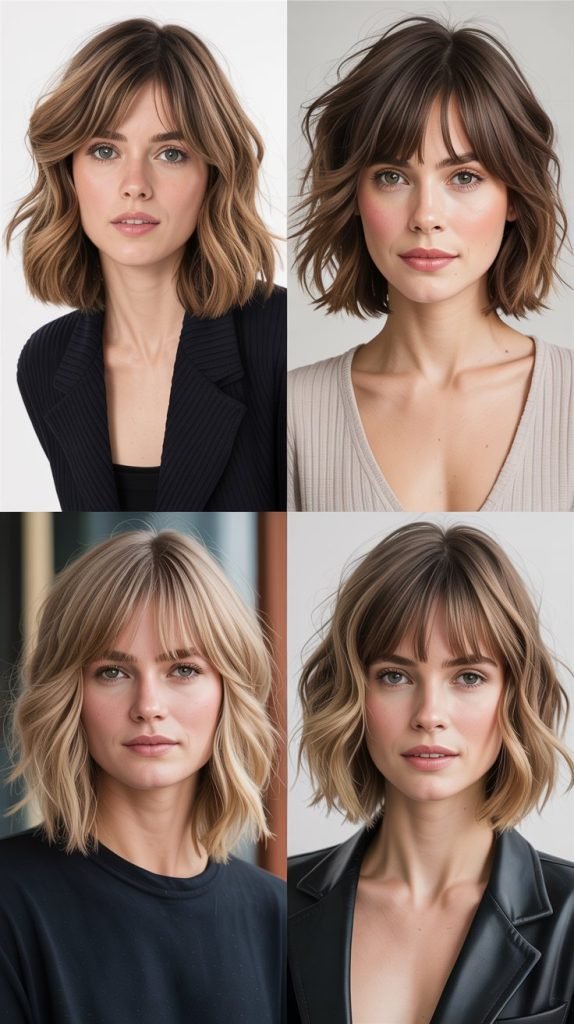  Shaggy Medium Haircut With Curtain Bangs