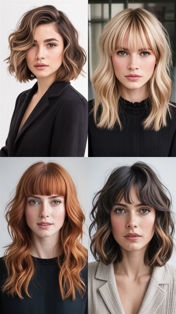  Wavy Wolf Cut With Side-Swept Bangs
