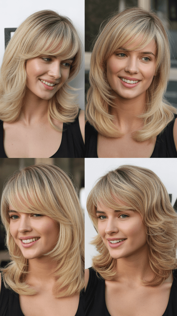 Razored Blonde Lob with Wispy Side Bangs
