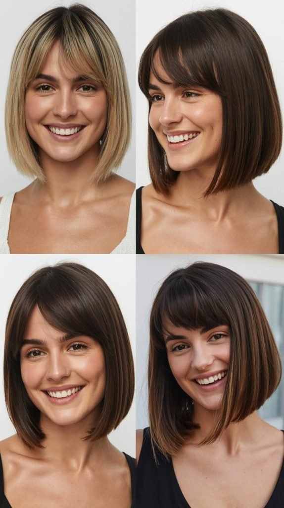 Inverted Long Bob with Swoopy Bangs