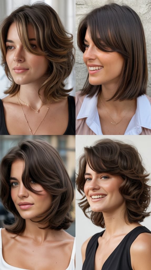 Graduated Side Bangs with Layered Medium Cut