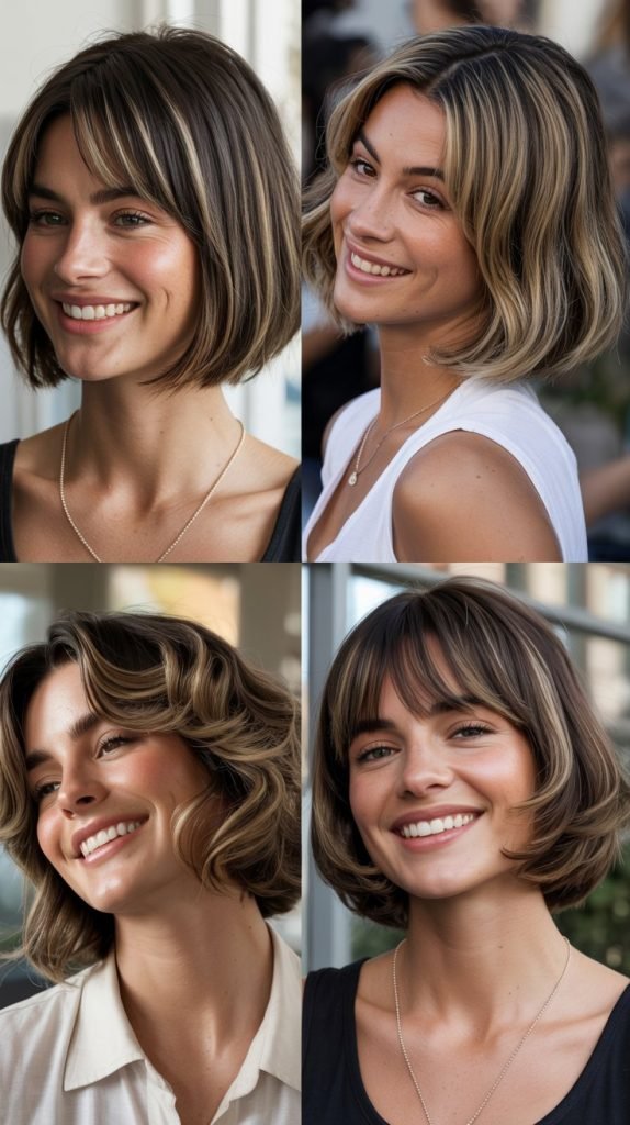 Stacked Bob with Curtain Bangs