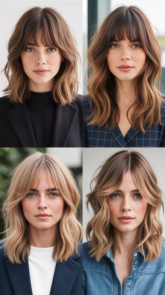 Medium Hair With Curtain Bangs And Undone Texture