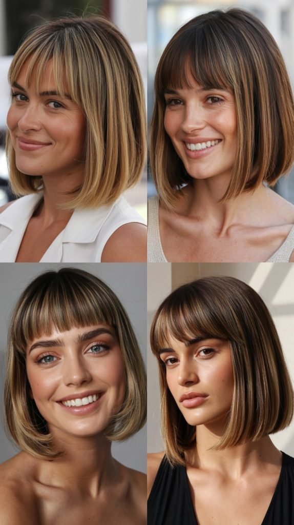  Classic Blunt Long Bob With Straight-Across Bangs