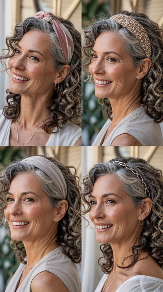 Curly Hair with Headband Accent