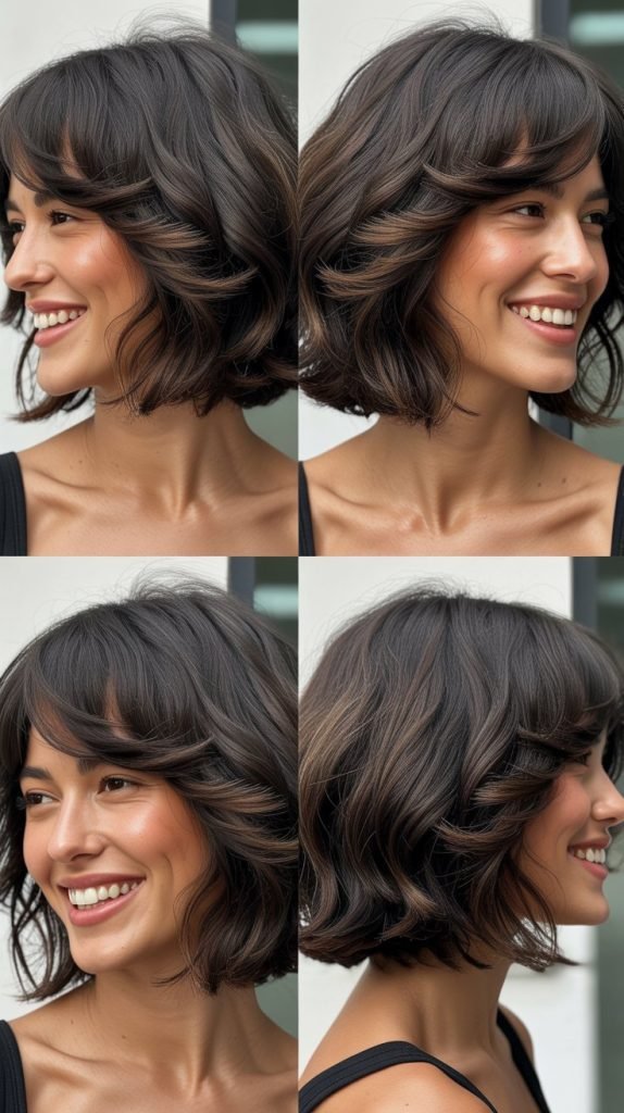  Textured Lob With Curtain Bangs